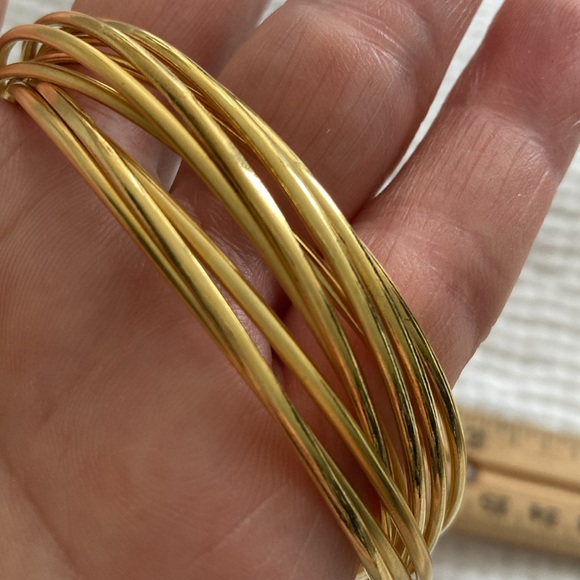 Vintage goldtone clinky thin bangles (9) alternating matte and shiny bangles - Picture 7 of 7